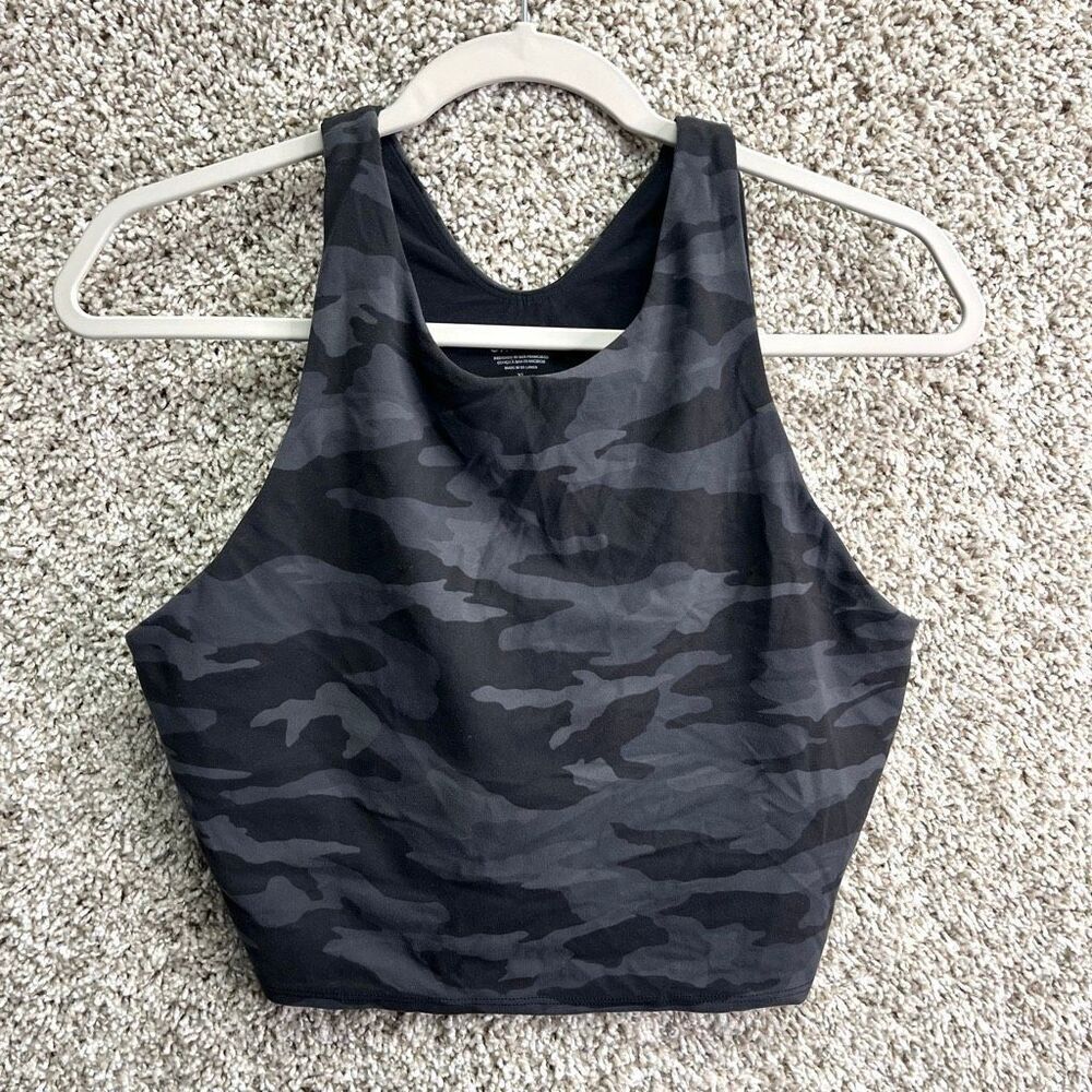 Athleta Sports Bra Women’s XL Dark Gray Camouflage Racerback